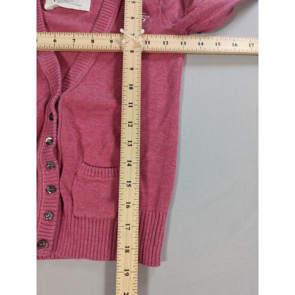 Hollister Womens Pink Button Front Cardigan Sweater Small 100% Cotton Logo - Picture 6 of 9
